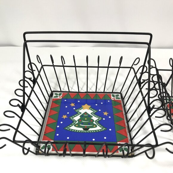 Metal Wire Basket with Porcelain Christmas Trivet Bundle - Picture 3 of 5